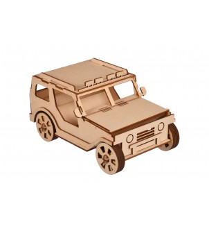 Drewniany model puzzle 3D jeep do składania