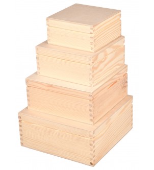 Drewniane pudełko komplet 4 sztuk decoupage