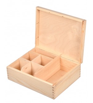 Drewniane pudełko z przegrodami do decoupage