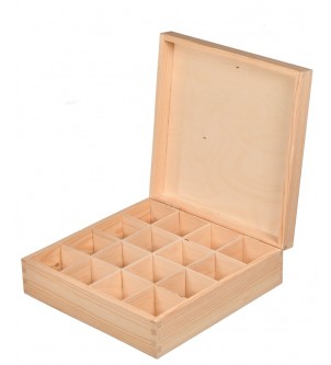 Drewniane pudełko na herbatę 16 przegród DECOUPAGE