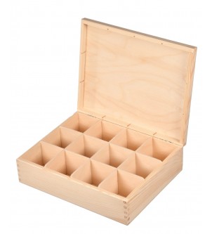 Drewniane pudełko na herbatę 12 przegród