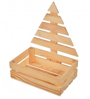 Drewniana skrzynka na prezenty świąteczne