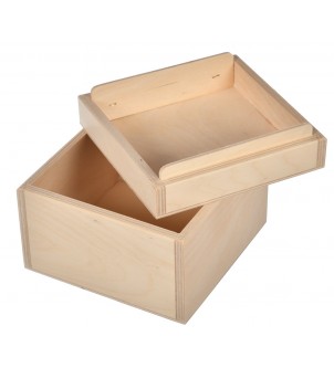 Drewniane pudełko pojemnik z pokrzykrywką 14x14cm
