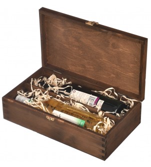 Drewniane pudełko skrzynka na dwa wina