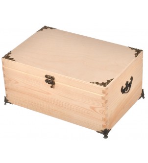 Drewniane pudełko skrzynka z pokrywą vintage prezent