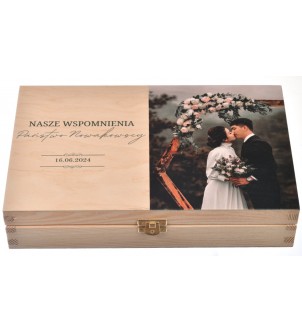 Drewniane Pudełko na Zdjęcia Ślubne z Personalizacją na Pendrive Unikalna Pamiątka