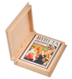 Pudełko drewniane na biblię pamiątka komunii świętej