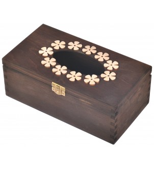 Drewniane pudełko na chusteczki brązowe