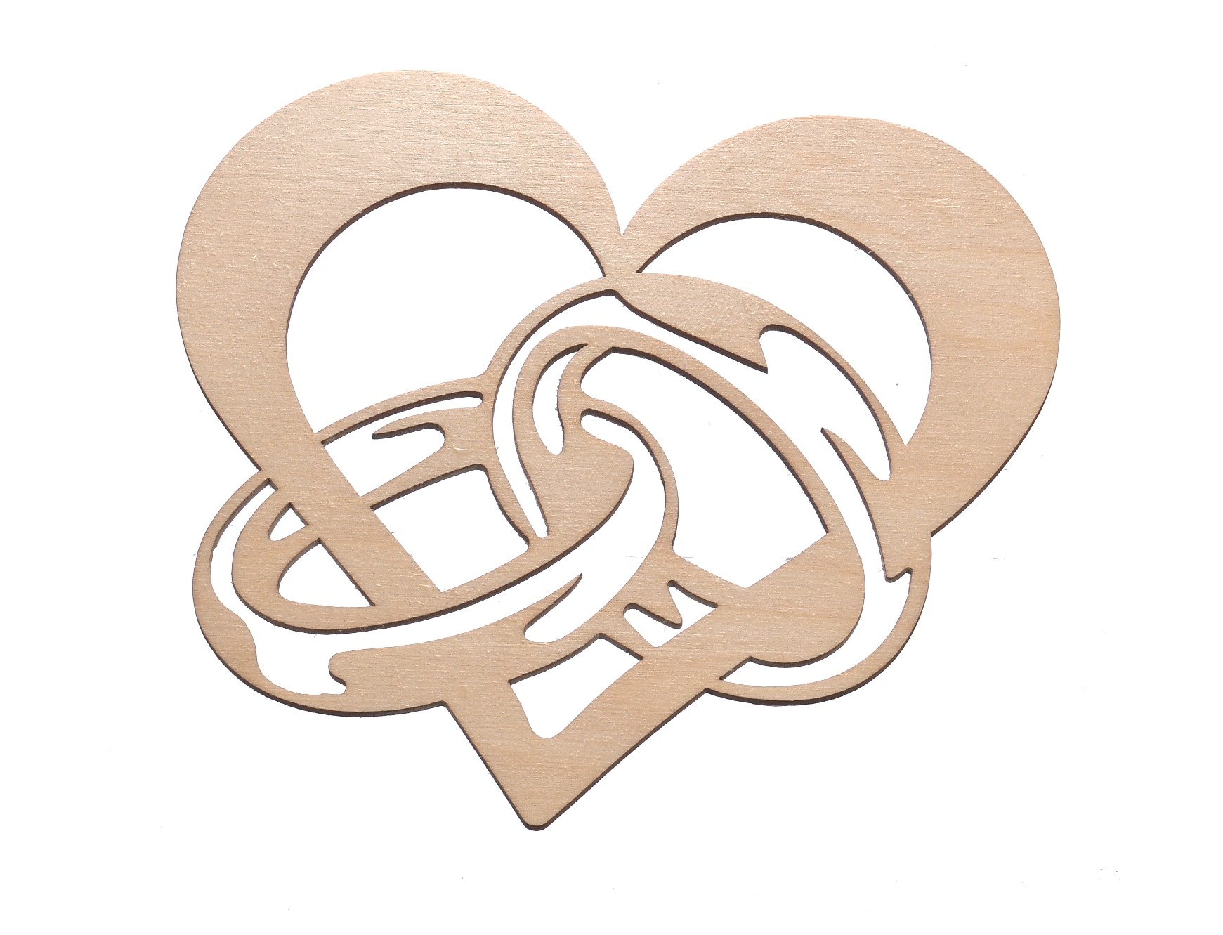 Drewniany dekor serce z obrączkami Ślub Wesele