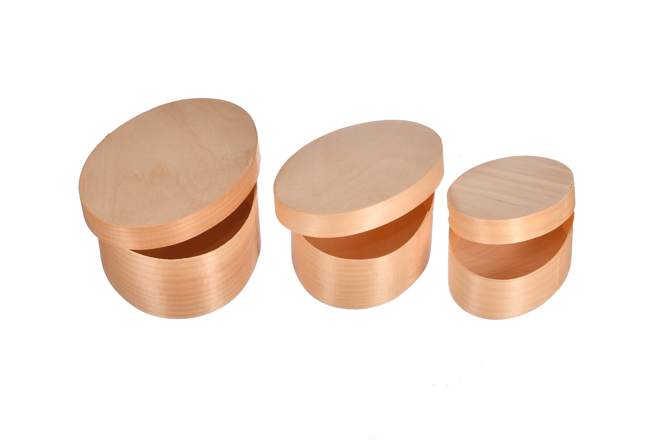 Pudełka drewniane do decoupage 3szt komplet owalne