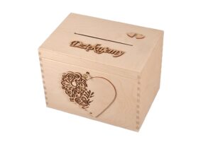 Drewniana skarbona na kartki życzenia Ślub Wesele