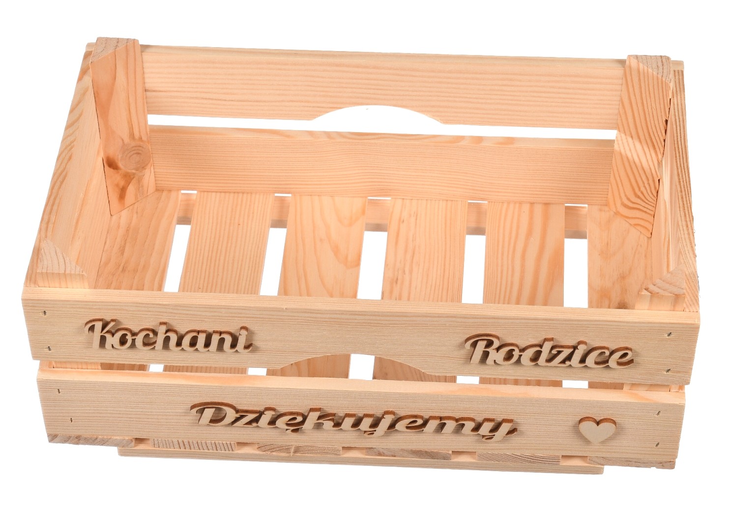 Drewniana skrzynka prezentowa na podziękowania dla rodziców
