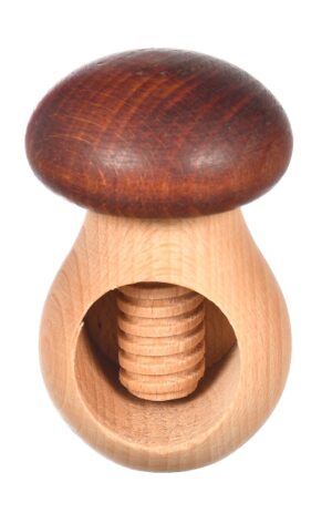 Drewniany dziadek do orzechów brązowy grzyb