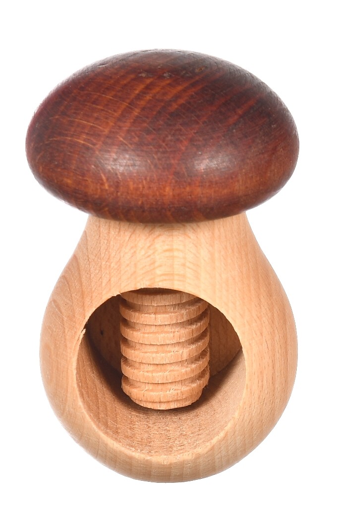 Drewniany dziadek do orzechów brązowy grzyb