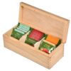 Drewniane pudełko na herbatę 3 przegrody herbaciarka