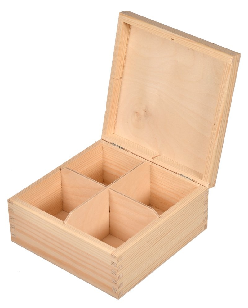 Pudełko na herbatę 4 przegrody decoupage