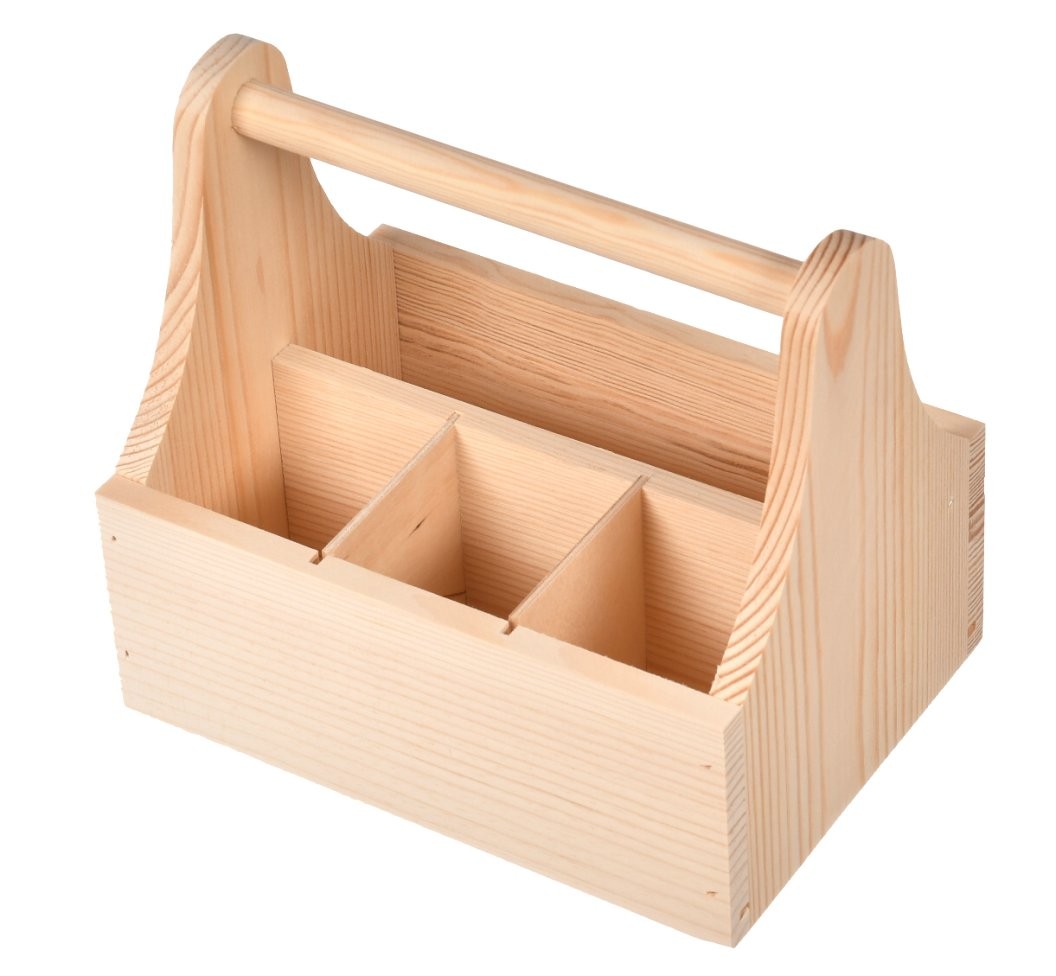 Drewniany organizer 4 przegrodami na przybory