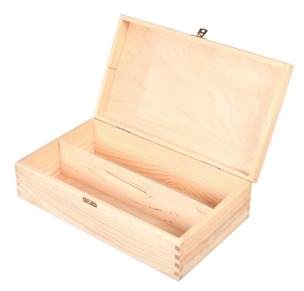 Drewniane pudełko na dwa wina z zapięciem