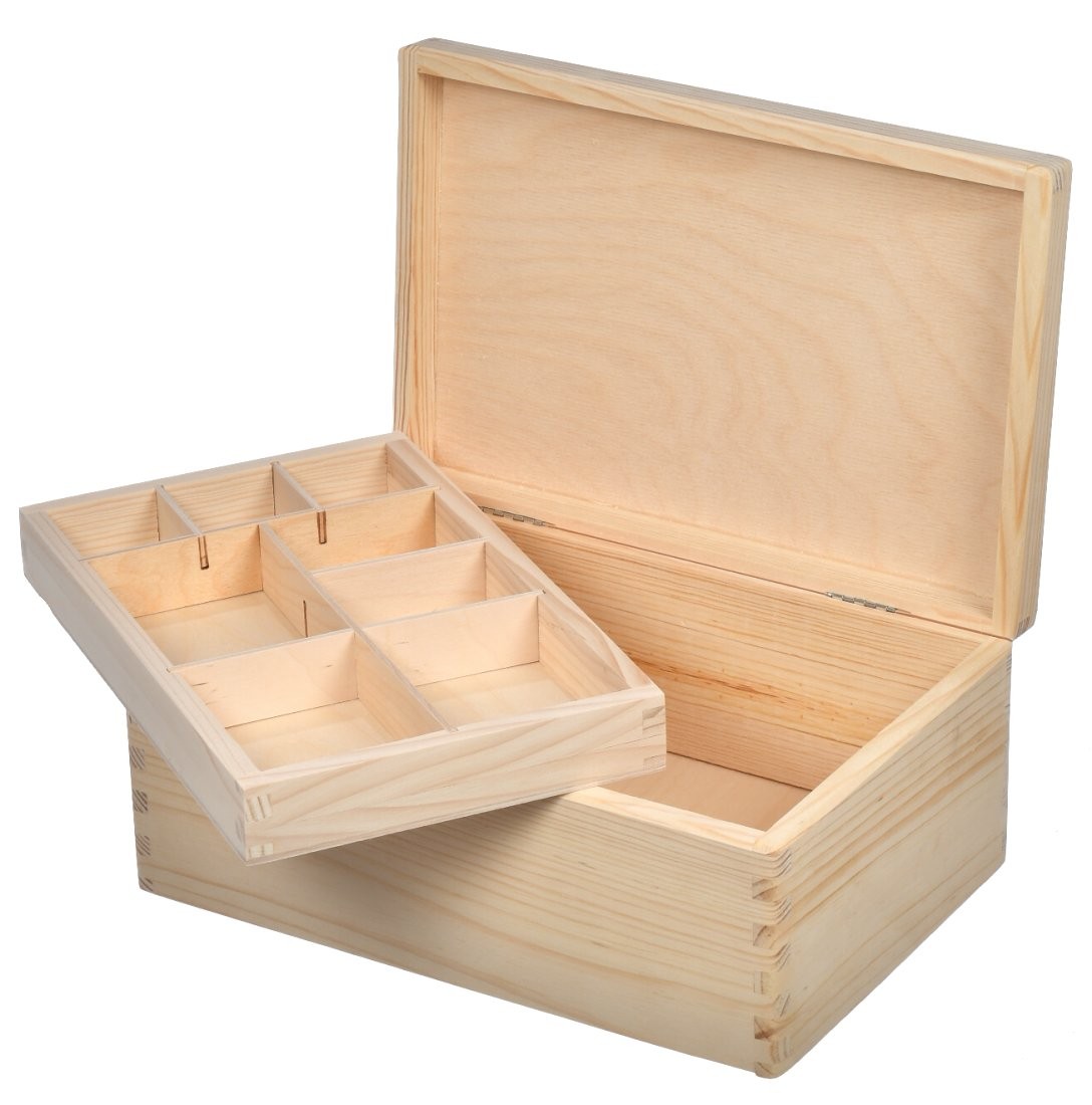Pudełko drewniane z przegrodami
