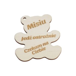 Miś drewniana zawieszka grawer