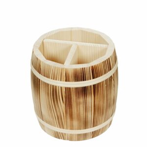 Drewniany pojemnik na sztućce organizer beczka