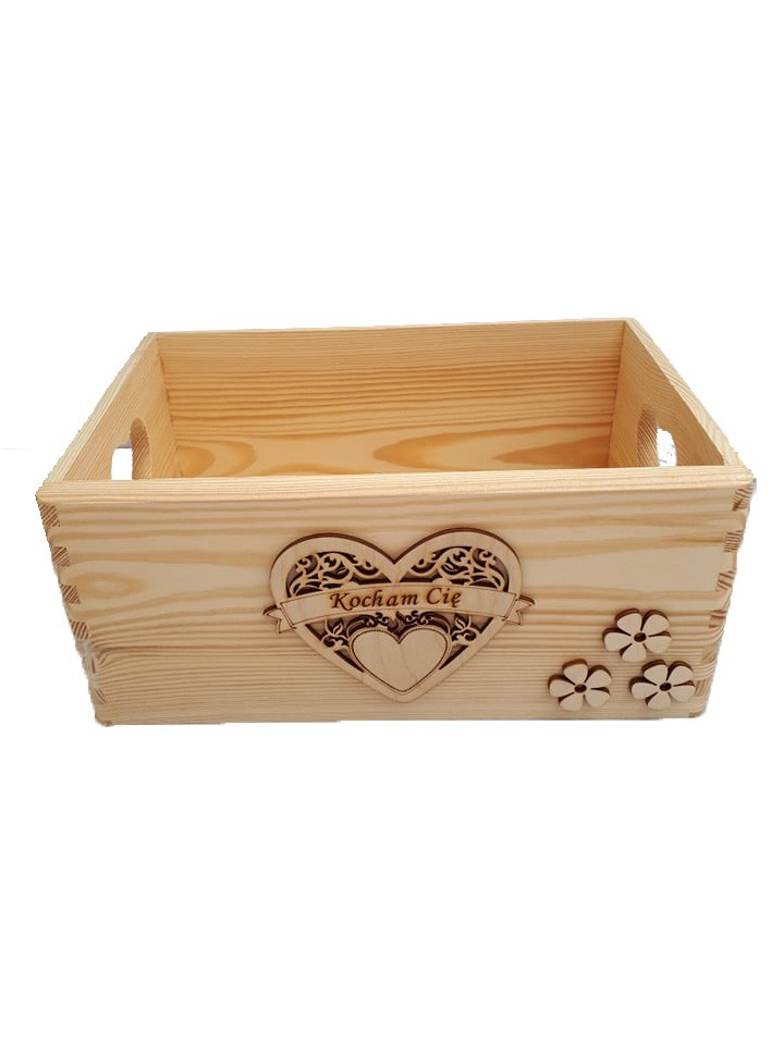 Skrzynka prezentowa z sercami 30x20x13cm