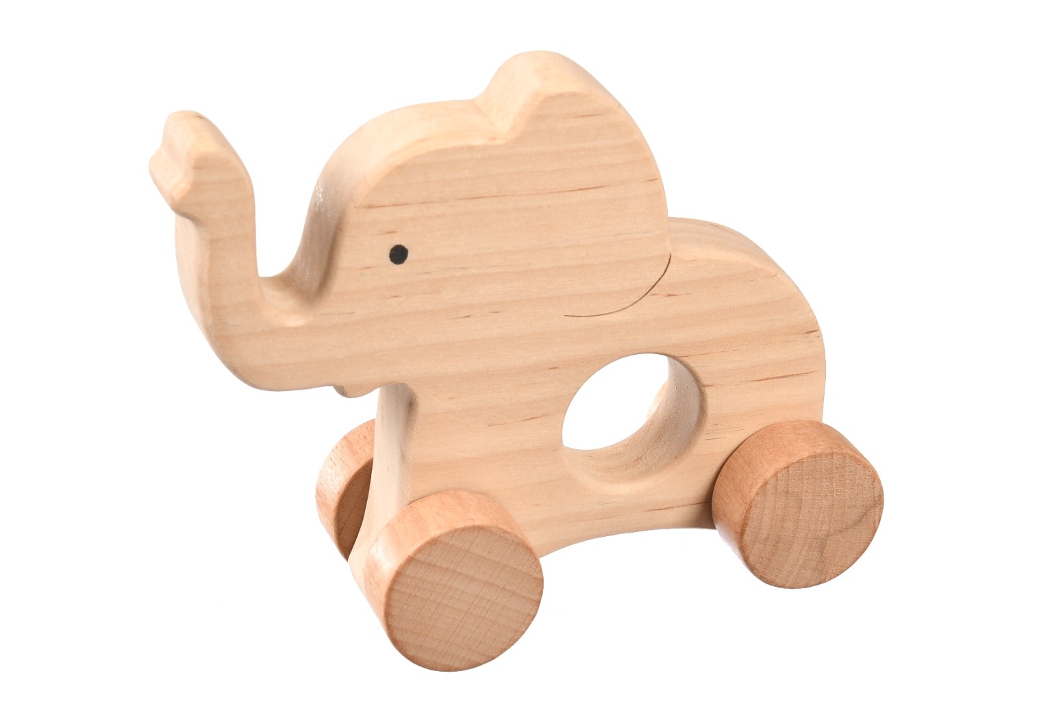 Drewniana ozdoba słonik na kółkach