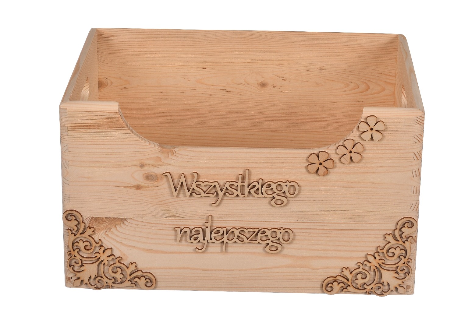 Drewniana skrzynka opakowanie na prezent imieniny