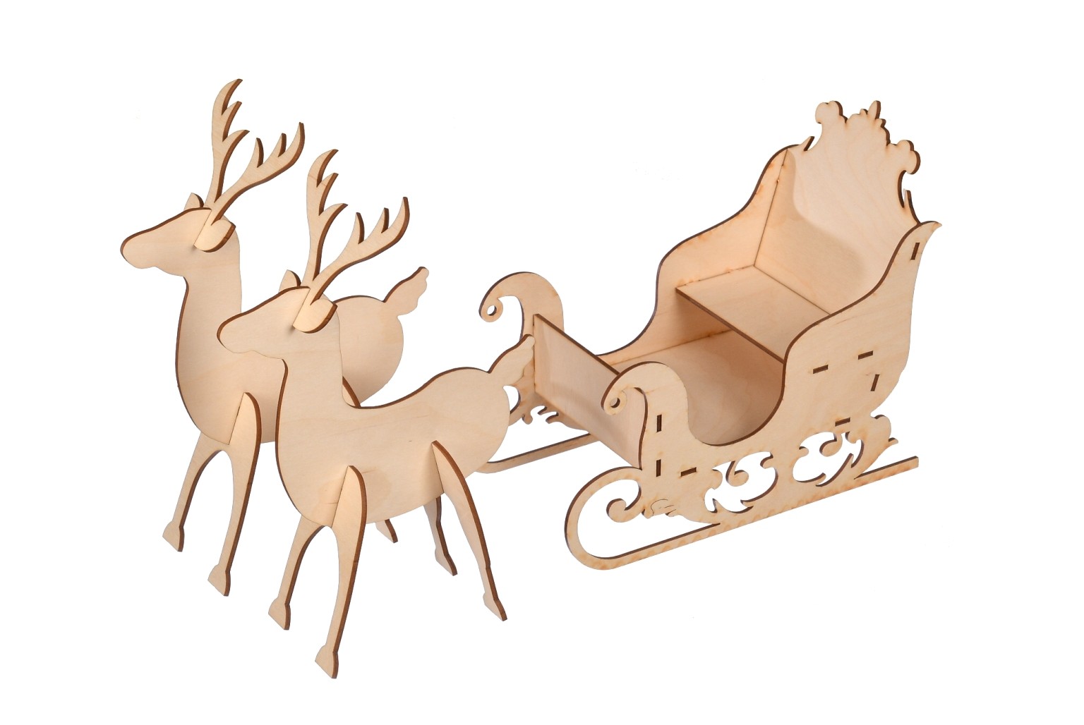 Świąteczne sanie z reniferami dekoracja świąteczna