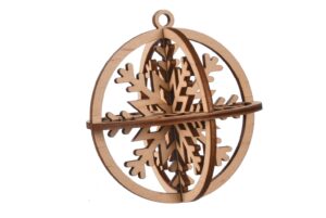 Zawieszka na choinkę drewniana ozdoba bombka 3D