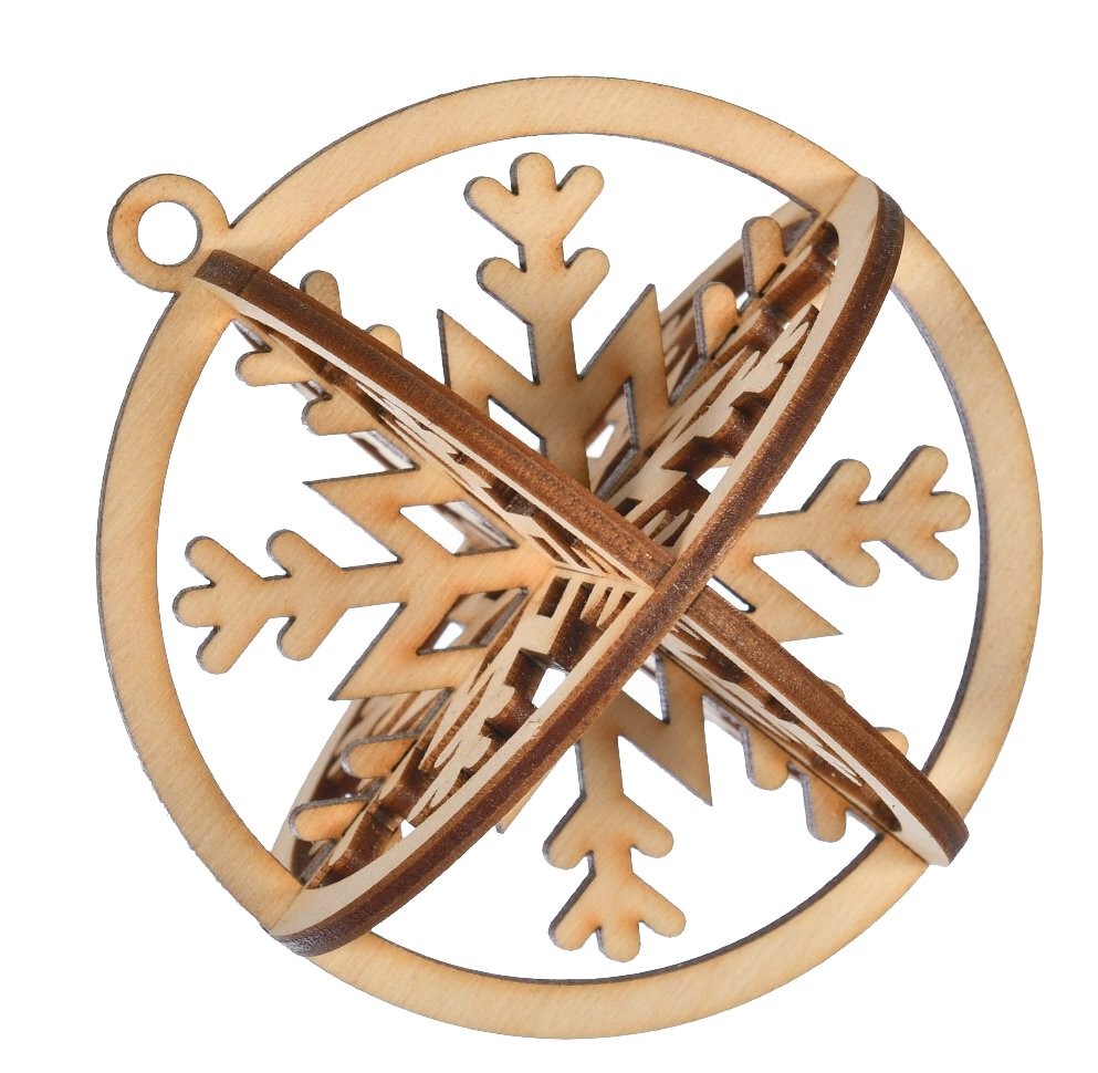 Zawieszka na choinkę drewniana ozdoba bombka 3D