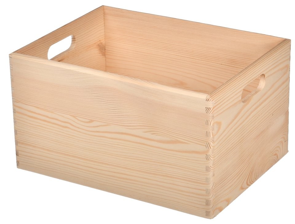 Drewniana skrzynka na zabawki do decoupage duża