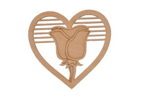 Drewniany dekor serce z różą Ślub Wesele Walentynki