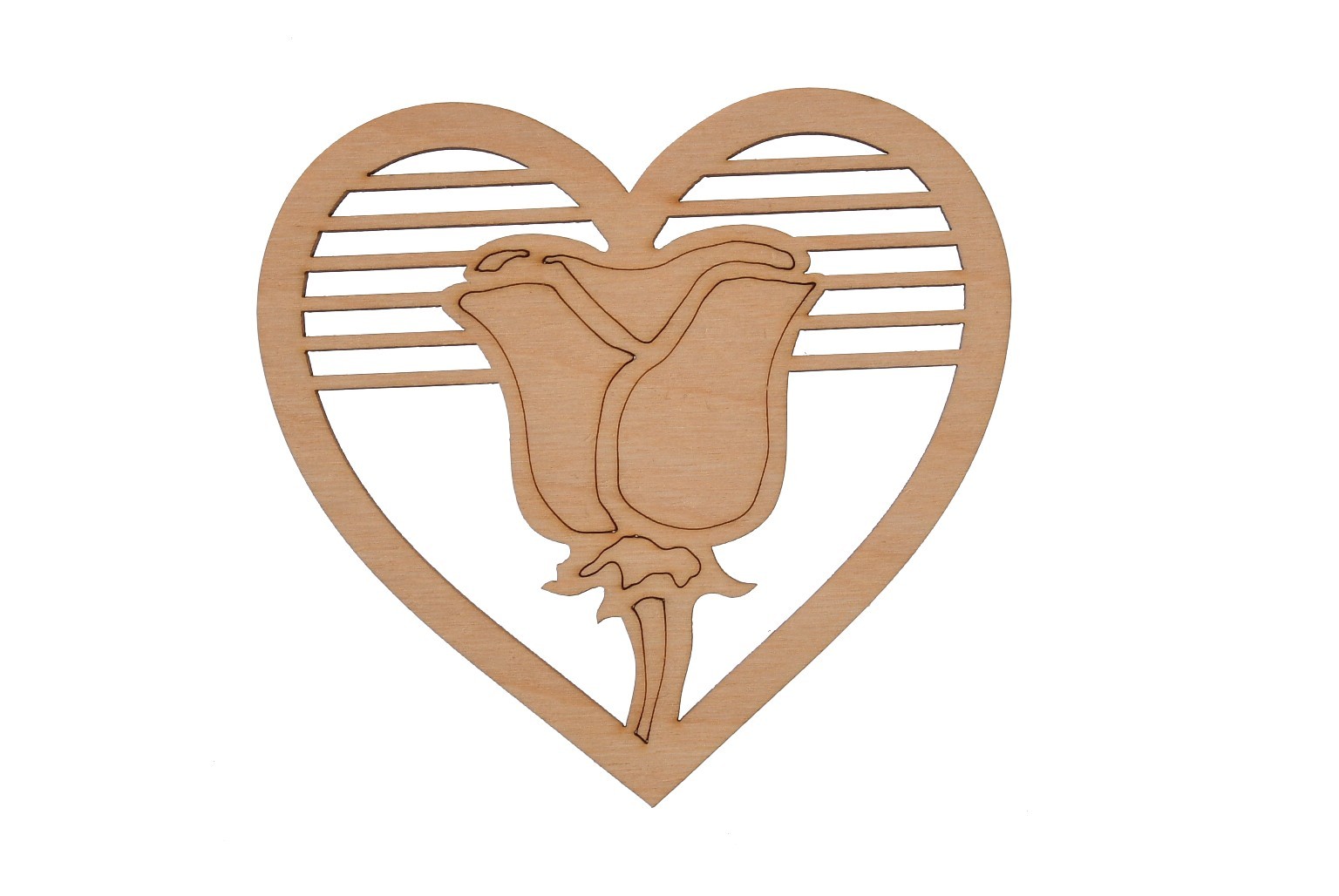 Drewniany dekor serce z różą Ślub Wesele Walentynki