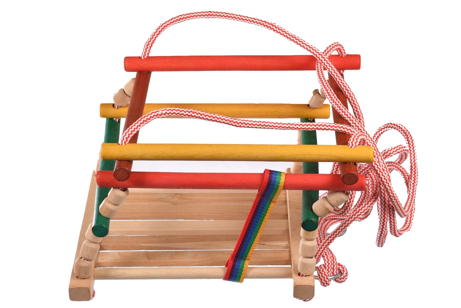 Drewniana huśtawka dla dzieci kolorowa
