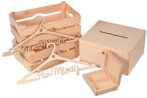 Zestaw ślubny 6 w 1 skarbonka mała wieszaki