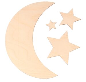 Drewniany mały księżyc z gwiazdkami