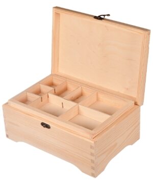 Pudełko drewniane na biżuterię z przegrodami