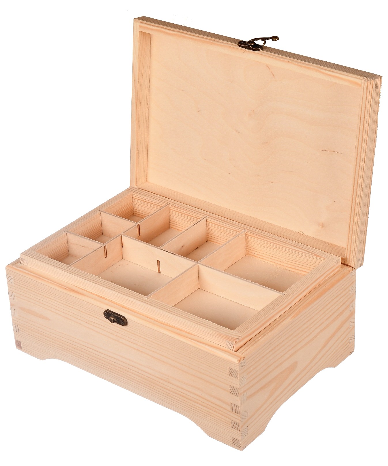 Pudełko drewniane na biżuterię z przegrodami