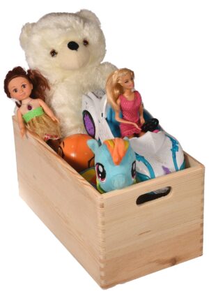 Drewniana skrzynka na zabawki 45x25x22