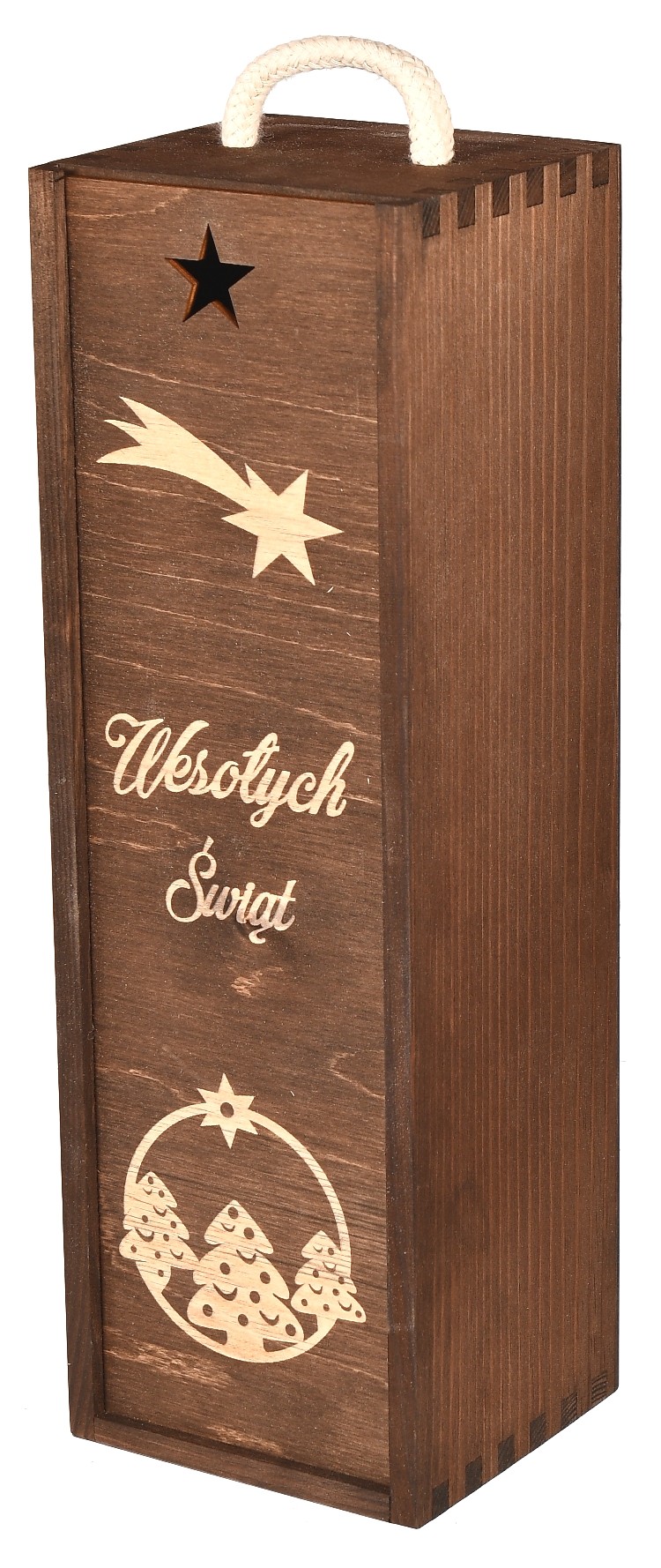 Świąteczne pudełko na wino grawer