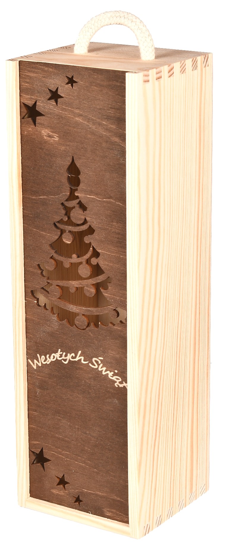 Świąteczne pudełko na wino z grawerem