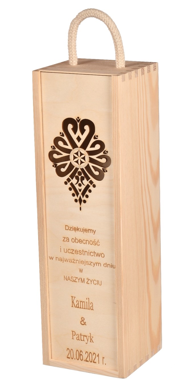 Pudełko skrzynka na wino grawer prezent Ślub