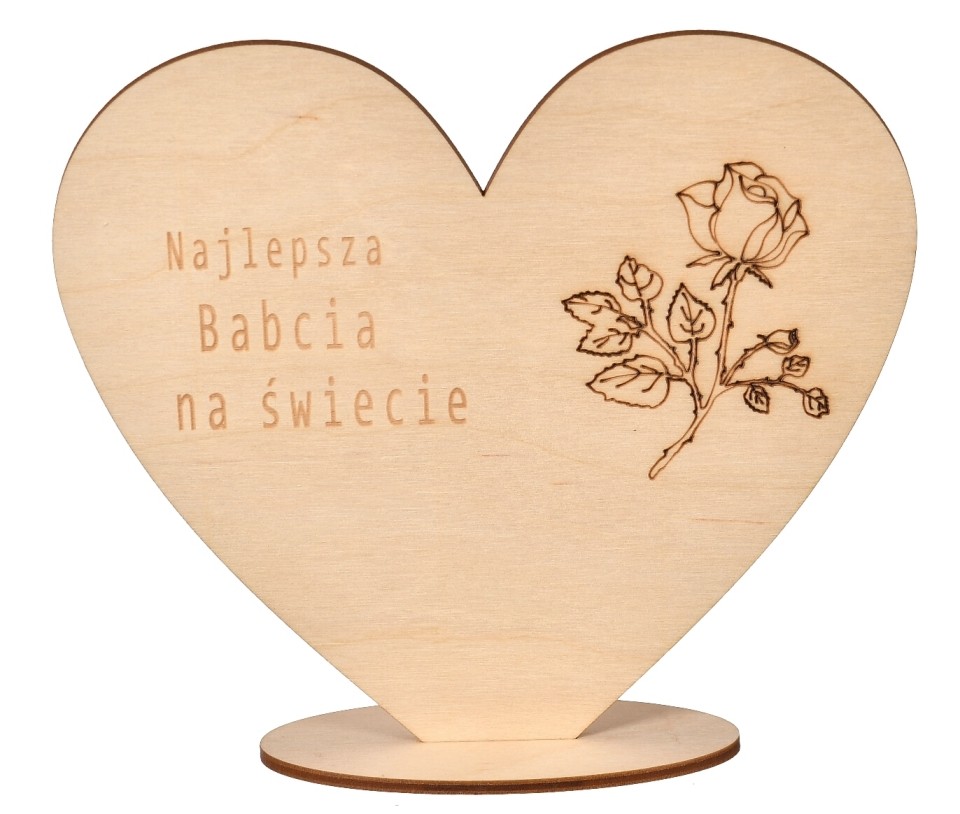 Dzień Babci serce drewniane grawer 14,5cm