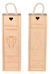 Pudełko na wino dla świadków z grawerem komplet