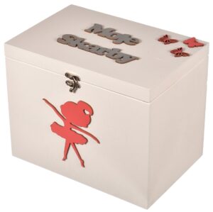 Drewniane pudełko białe dla dziewczynki