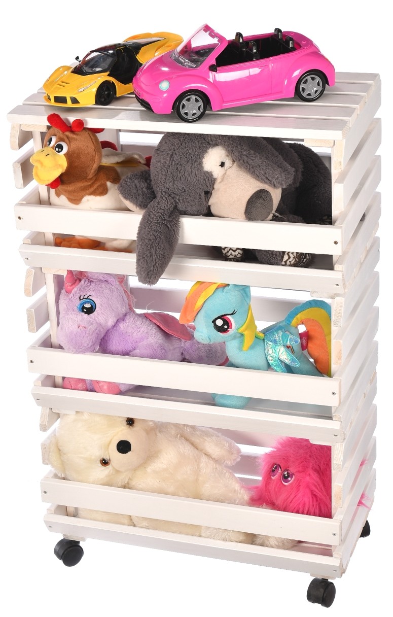 Regał biały drewniany na zabawki półki