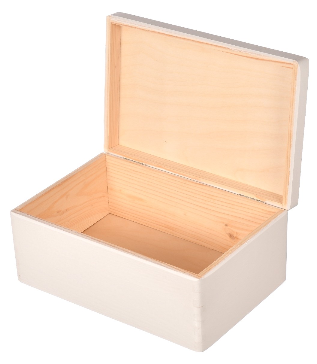 Pudełko drewniane z pokrywą białe 30x20x13