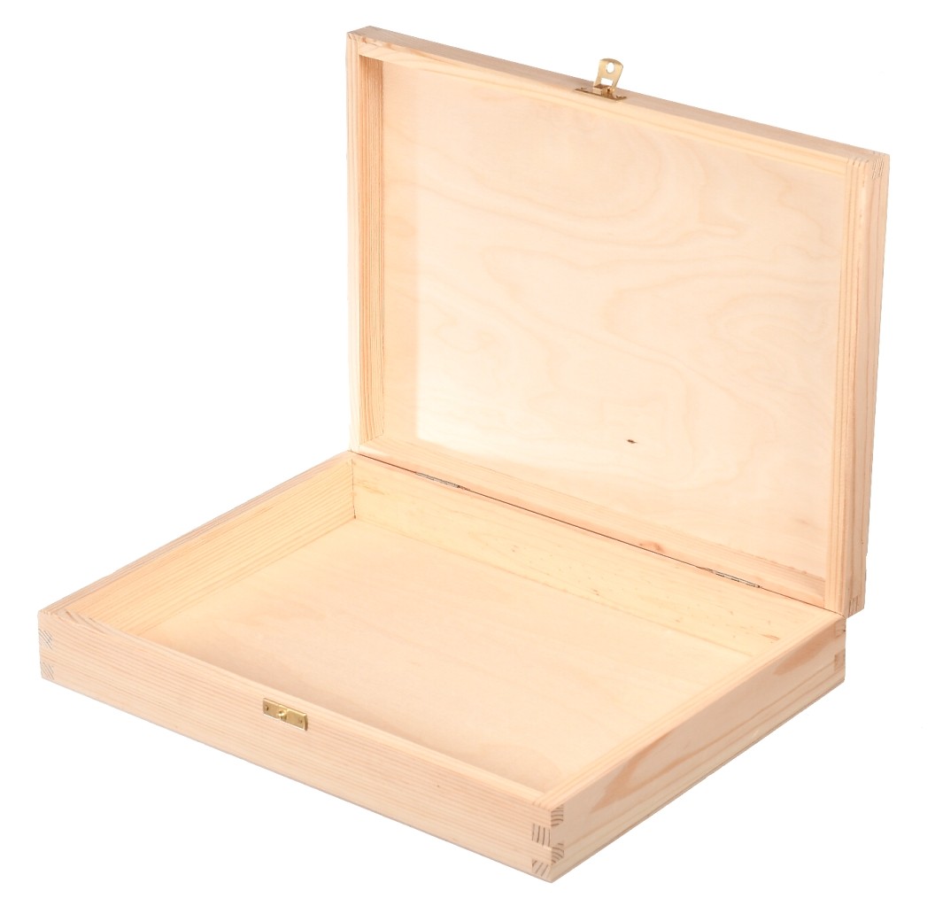 Drewniane pudełko kasetka na A4