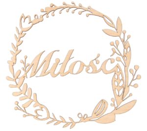 Drewniany dekor obręcz MIŁOŚĆ